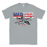 Heather Grey Military Airplane A-10 Warthog American Flag Classic Tee - StudioElite