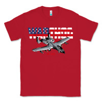 Red Military Airplane A-10 Warthog American Flag Classic Tee - StudioElite