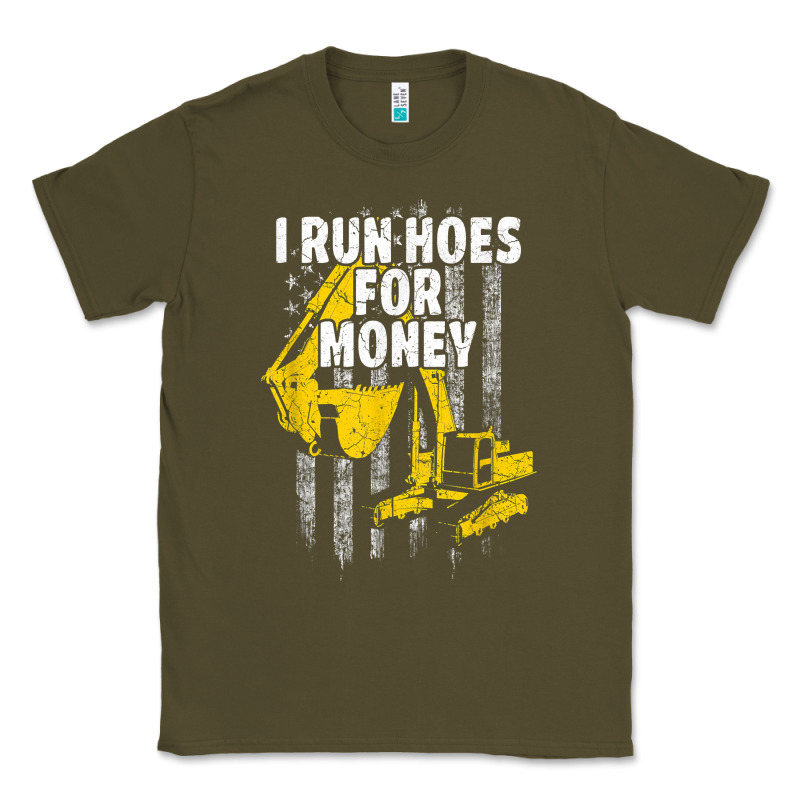 Heavy Equipment Operator I Run Hoes For Money Usa Flag T Shirt Classic Tee by StudioElite | Teevron