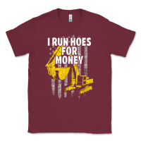 Burgundy heavy equipment operator i run hoes for money usa flag t shirt Classic Tee - StudioElite