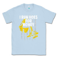 Dusty Blue heavy equipment operator i run hoes for money usa flag t shirt Classic Tee - StudioElite