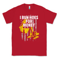 Red heavy equipment operator i run hoes for money usa flag t shirt Classic Tee - StudioElite