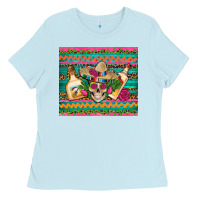Baby Blue mexican tequila skull roses cactus sombrero Ladies Tee - Artiststas