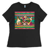 Black mexican tequila skull roses cactus sombrero Ladies Tee - Artiststas