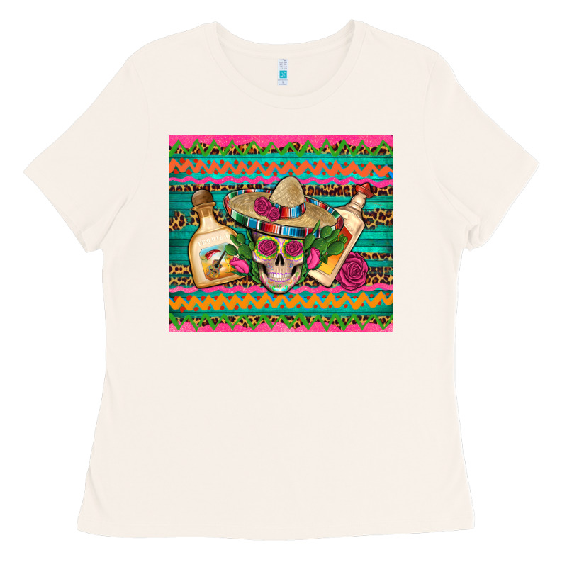 Mexican Tequila Skull Roses Cactus Sombrero Ladies Tee by Artiststas | Teevron