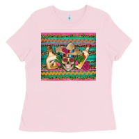 Bubblegum Pink mexican tequila skull roses cactus sombrero Ladies Tee - Artiststas