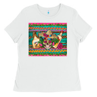 White mexican tequila skull roses cactus sombrero Ladies Tee - Artiststas