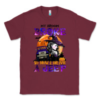 Burgundy my broom broke so now i drive a j.e.e.p witch halloween t shirt Classic Tee - StudioElite