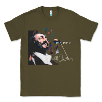 Army Green Original Portrait of Luciano Pavarotti Classic Tee - StudioElite