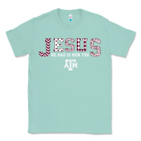 Seafoam Texas A&m Aggies Jesus - Had 12 Men - Patterned Classic Tee - PixelFlow