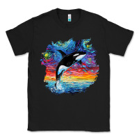 Black Orca Killer Whale Starry Night Impressionist Dog Art By Aja Classic Tee - PixelFlow