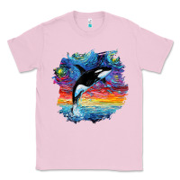 Bubblegum Pink Orca Killer Whale Starry Night Impressionist Dog Art By Aja Classic Tee - PixelFlow