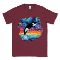 Burgundy Orca Killer Whale Starry Night Impressionist Dog Art By Aja Classic Tee - PixelFlow