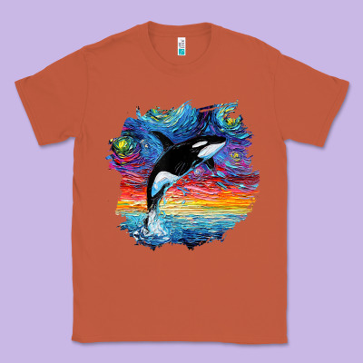 Orca Killer Whale Starry Night Impressionist Dog Art By Aja Classic Tee Designed By Pixelflow