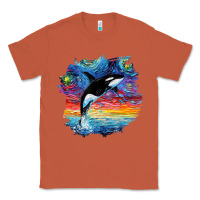 Copper Orca Killer Whale Starry Night Impressionist Dog Art By Aja Classic Tee - PixelFlow