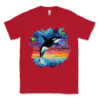 Red Orca Killer Whale Starry Night Impressionist Dog Art By Aja Classic Tee - PixelFlow