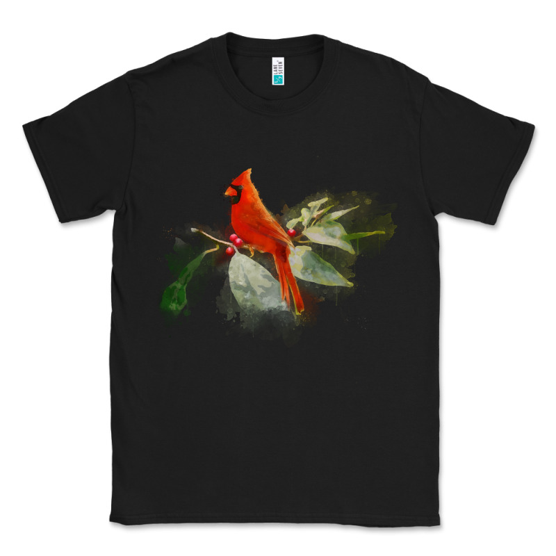 Wild Red Cardinal Bird Long Sleeve Classic Tee by PixelFlow | Teevron
