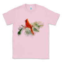 Bubblegum Pink wild red cardinal bird long sleeve Classic Tee - PixelFlow