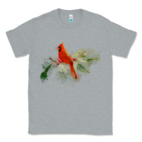 Heather Grey wild red cardinal bird long sleeve Classic Tee - PixelFlow