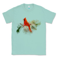 Seafoam wild red cardinal bird long sleeve Classic Tee - PixelFlow