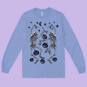 Halloween Dancing Skeletons Long Sleeve Tee Designed By Barkaloodesign