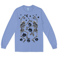Colony Blue halloween dancing skeletons Long Sleeve Tee - BarkalooDesign