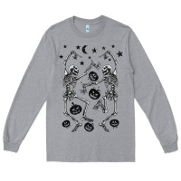 Heather Grey halloween dancing skeletons Long Sleeve Tee - BarkalooDesign