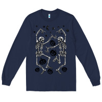 Navy halloween dancing skeletons Long Sleeve Tee - BarkalooDesign
