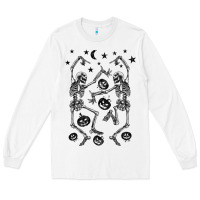 White halloween dancing skeletons Long Sleeve Tee - BarkalooDesign
