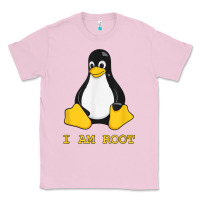 Bubblegum Pink Linux Mascot Tux the Penguin I Am Root TShirt Men Women Kids Classic Tee - PixelFlow