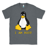 Charcoal Heather Linux Mascot Tux the Penguin I Am Root TShirt Men Women Kids Classic Tee - PixelFlow