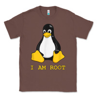 Chestnut Linux Mascot Tux the Penguin I Am Root TShirt Men Women Kids Classic Tee - PixelFlow
