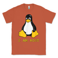 Copper Linux Mascot Tux the Penguin I Am Root TShirt Men Women Kids Classic Tee - PixelFlow