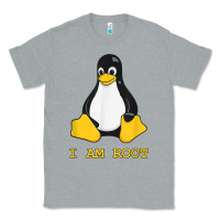 Heather Grey Linux Mascot Tux the Penguin I Am Root TShirt Men Women Kids Classic Tee - PixelFlow
