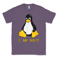 Lavender Linux Mascot Tux the Penguin I Am Root TShirt Men Women Kids Classic Tee - PixelFlow