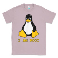 Lilac Linux Mascot Tux the Penguin I Am Root TShirt Men Women Kids Classic Tee - PixelFlow