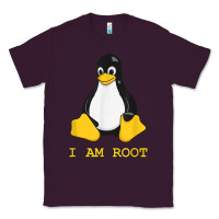 Plum Linux Mascot Tux the Penguin I Am Root TShirt Men Women Kids Classic Tee - PixelFlow
