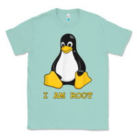 Seafoam Linux Mascot Tux the Penguin I Am Root TShirt Men Women Kids Classic Tee - PixelFlow