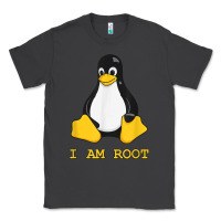 Smoke Linux Mascot Tux the Penguin I Am Root TShirt Men Women Kids Classic Tee - PixelFlow
