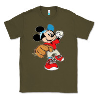 Army Green micky-playing-baseball-cartoon-illustration-- Classic Tee - PixelFlow