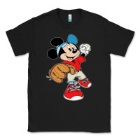Black micky-playing-baseball-cartoon-illustration-- Classic Tee - PixelFlow