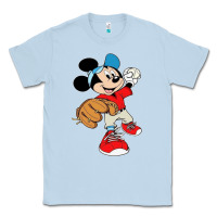 Dusty Blue micky-playing-baseball-cartoon-illustration-- Classic Tee - PixelFlow