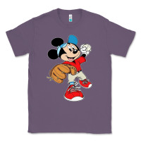 Lavender micky-playing-baseball-cartoon-illustration-- Classic Tee - PixelFlow