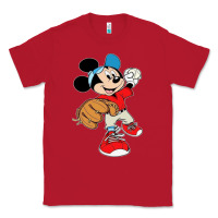 Red micky-playing-baseball-cartoon-illustration-- Classic Tee - PixelFlow