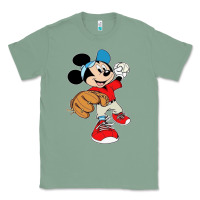 Sage micky-playing-baseball-cartoon-illustration-- Classic Tee - PixelFlow