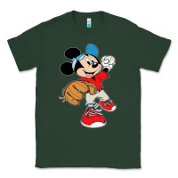 Sports Green micky-playing-baseball-cartoon-illustration-- Classic Tee - PixelFlow