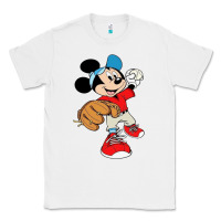 White micky-playing-baseball-cartoon-illustration-- Classic Tee - PixelFlow