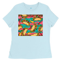 Baby Blue mexican taco paper glitter leopard wooden Ladies Tee - Artiststas