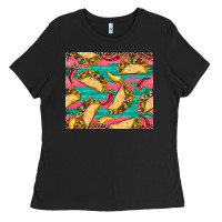 Black mexican taco paper glitter leopard wooden Ladies Tee - Artiststas
