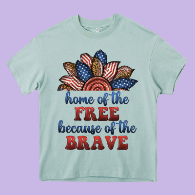 Home Of The Free Because Of The Brave Heavy Core Tee Designed By Bundleandbundleshop